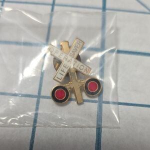 Gold Railroad Lifesaver Operations Pin with Red Accents, 1" T X .8" W